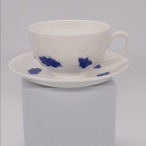 Vintage Gustavsberg Sweden Bla Blom Bone China Teacup And Saucer